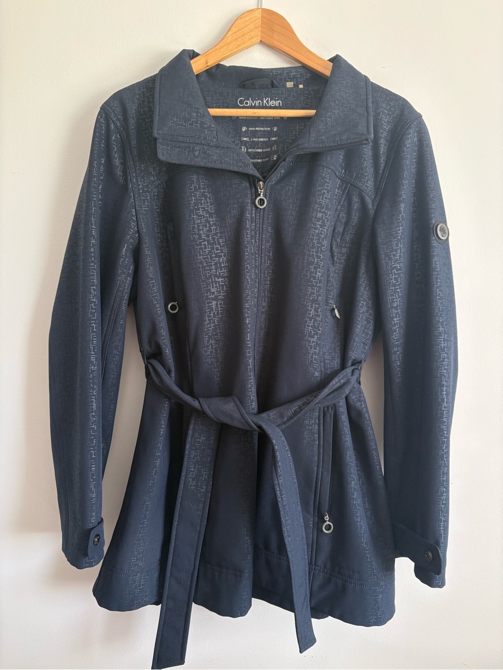 Calvin Klein Women's Dark Navy Belted Trench Coat